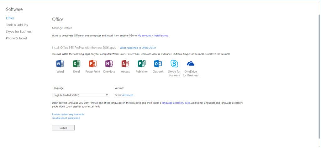 need to install microsoft office 360