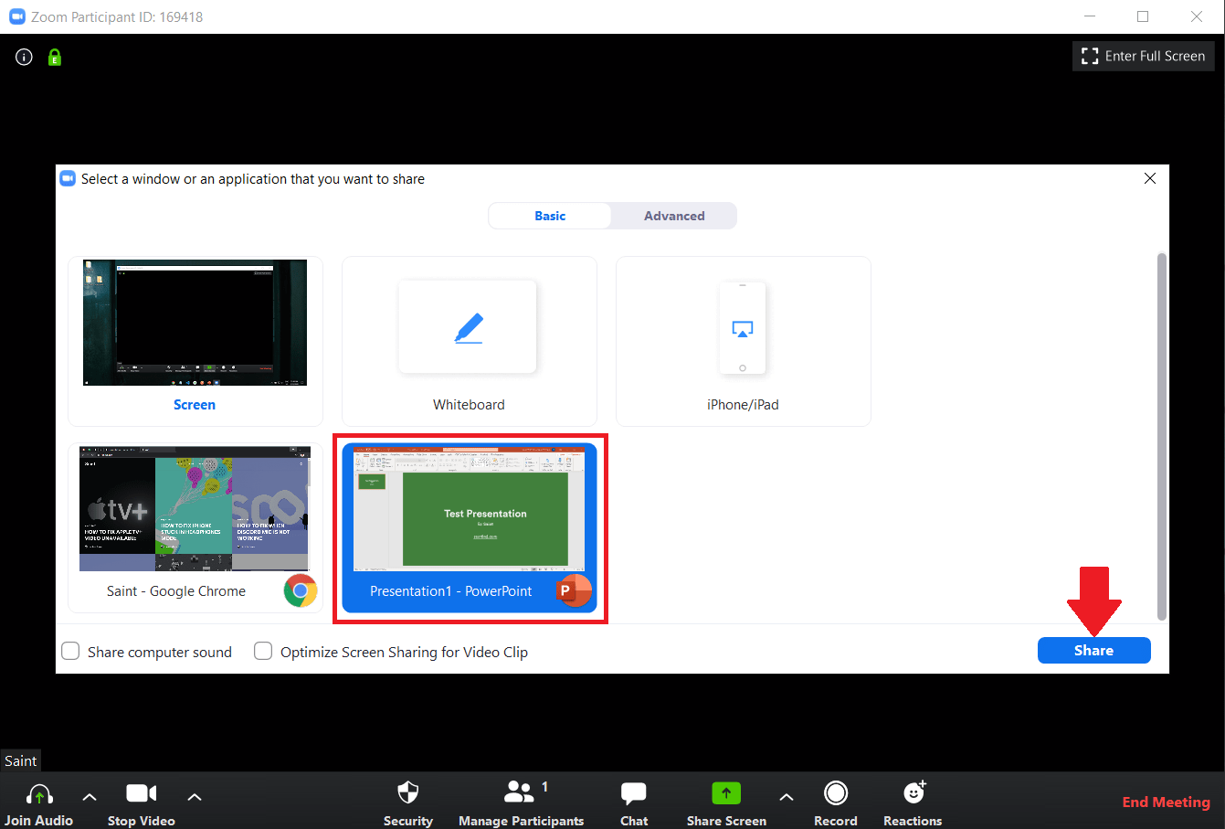 share a presentation in zoom
