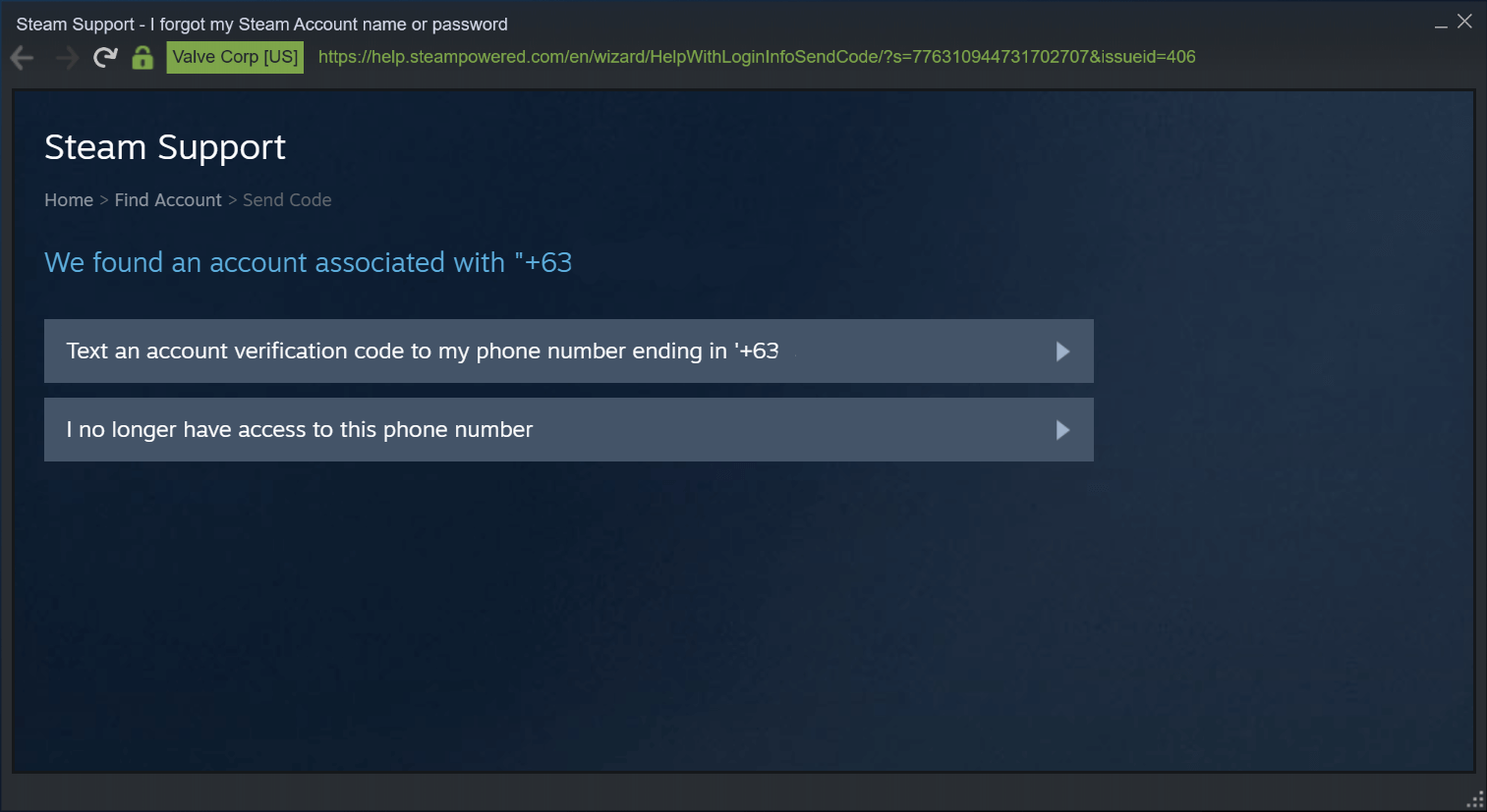 steam forgot password and username