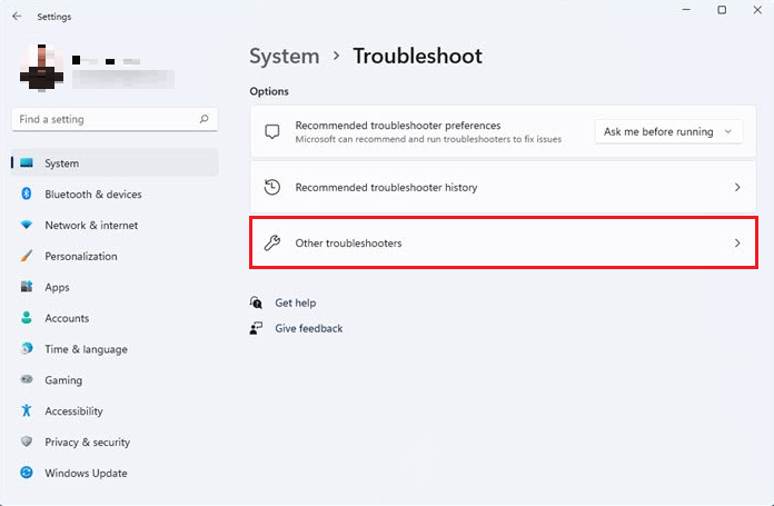 other troubleshooters Windows 11